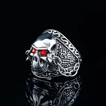 Skeletas red crystal žiedą, Titano Plieno žiedas vyrams už šalies punk PONE, rock and roll nemokamas pristatymas didmeninės !