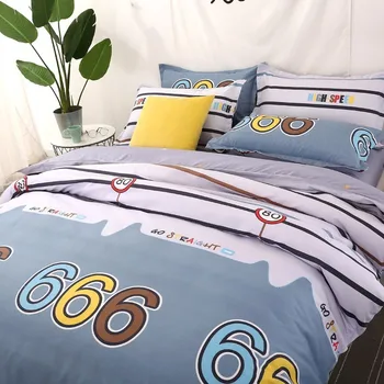 Solstice Home Textile Cartoon Boy Bedding Set Kid Teen Bedlinen 3/4Pcs Duvet Cover Pillowcase Flat Bed Sheet King Full Twin Size