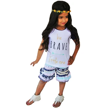 SOSOCOER Baby Girl Drabužių Komplektus Nustatyti Vasaros 2017 Mielas Rodyklių T-marškinėliai+Geometrijos Kelnes 2vnt Laišką Drąsus Vaikų Mergaičių Drabužių Rinkiniai