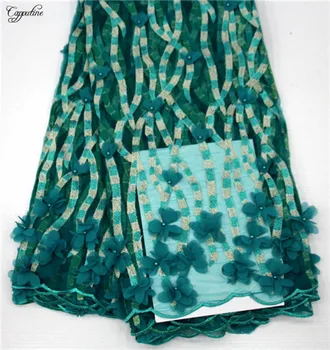 Spalvingas vestuvių/šalis prancūzų nėriniai 3D gėlių tiulio nėrinių tekstilės mados suknelė BNZ1(5yards/lot) nemokamas pristatymas