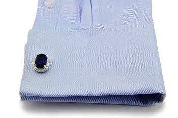 SPARTA, Padengtą Balto Aukso tamsiai mėlyna AAA cirkonis rankogalių segtukai vyriškos Rankogalių segtukai + Nemokamas Pristatymas !!! metalo mygtukai