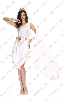Suaugusiųjų Moterų Sexy graikų deivė Atėnė Balta suknelė Cosplay Kostiumas helovinas Merginos Maskuotis šalis, kostiumai, Suknelės