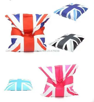 Sąjungos jack anglų vėliava maišą pupelių kėdė, UK frag lauko pupų sėdynės pagalvėlės, vandeniui niekada spalvos atspalvis