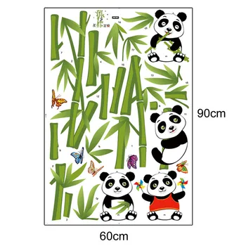 Tapetai Žalia Bambuko Miškų Panda Sienų Lipdukai, Vinilo 