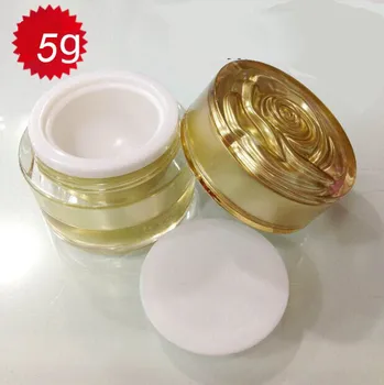 Tuščias 5G Aukso grietinėlės indelį,plastikiniai tuščias kosmetikos konteinerių grietinėlės indelį su gėlių dangtis ,5g Kosmetikos Pakuotės kosmetikos bakas