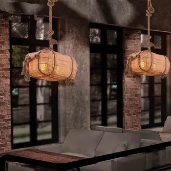 Tyrimo Sieniniai šviestuvai paprastas miegamasis sodo stilius balkono eilėje sandėlyje retro geležies lempos restoranas maišo virvė LU731365