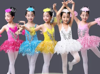 Vaikai Swan Šokių Suknelė Nėrinių Mergaičių Baleto Šokių Sijonas, Balti Baleto Mdc Gimnastikos Leotard Veiklos Praktikos Užsakymą Etape 89