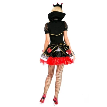 VASHEJIANG Nuostabi Pokerio Širdžių Karalienė Kostiumas Suaugusiųjų Halloween Kostiumai Moterims Karnavalas Sexy Anime Išgalvotas Šalis Suknelė Przybornik