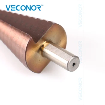 Veconor 4-32mm poveikio etapų grąžtas HSS Cobalt kelis skylę pjovimo įrankių rinkinys 10mm trikampis karka