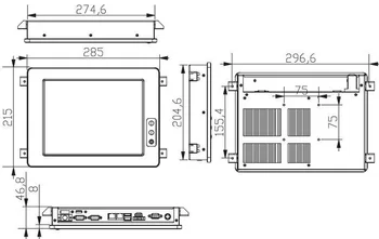 Ventiliatoriaus 10.4 colių, 2xLAN & 4xCOM visus į vieną kompiuterį su jutikliniu ekranu, pramonės tablet pc