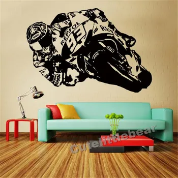 Vinilo Sienos Menas, Lipdukas Motociklo Moto Racer transporto Nuoma Lipdukai Gyvenamasis Kambarys, Vaikų Kambarys Namų Dekoro
