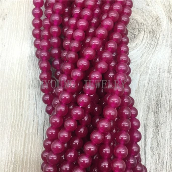 Violetinė Raudona Malaizijos Jades granulių,Apvalios sklandžiai karoliukai 15