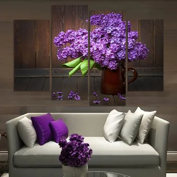 Violetinės Gėlės Tapybos natiurmortas 4Pcs neįrėminti spausdinti nuotraukų HD spausdinimo Modernių namų sienos dekoras drobė kambarį