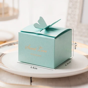 YOURANWISH 50pcs Tiffany Mėlyna Prabangus Aikštėje Butterfly vestuvių saldainių dėžutės partija pasisako popieriaus langelį reikmenys vestuvių dovanų dėžutėje