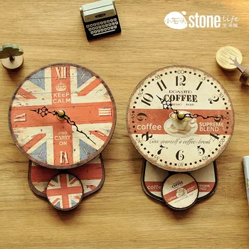 Zakka Europos kaimo kraštovaizdžio retro kūrybos kambarį sieninis laikrodis išjungti kabinti laikrodžiai individualiai dekoruoti mediniai laikrodžiai