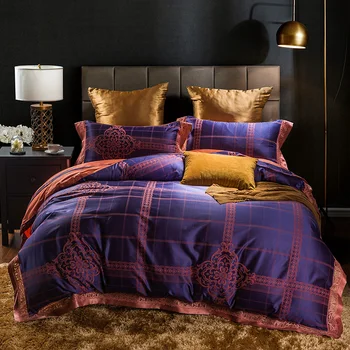 Šilko dėmių Žakardo pilka Prabanga Royal Patalynės komplektas 4Pcs Karalius ir Karalienė dydžio lova lape nustatyti Antklode padengti pagalvę shams