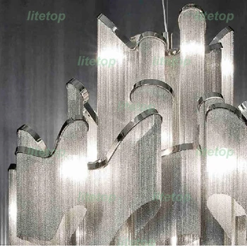 Šiuolaikinės srauto sustabdymas šviesos aliuminio grandinės liustra moderni naujovė apšvietimo šviestuvas, aliuminio pakabukas lempa, grandinės liustra