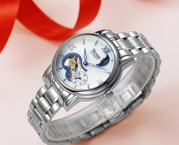 Šveicarija Naujų Prabangos Prekės Nesun Tuščiaviduriai Moterų Žiūrėti Automatinė Savarankiškai Vėjo Nerūdijančio plieno Laikrodis atsparus Vandeniui Laikrodžiai moterims N9061-4