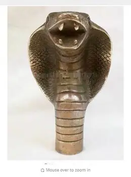 žalvario, Grynas Varis Žalvaris Senelis Gerai Pasisekė Senas Qing Ming Kinijos Senas Raižyti Kobra Statula Cukranendrių Lazdą Vadovas