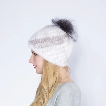 Žiemos earmuffs moters audinės kailinius, mezgimo skrybėlę baotou bžūp skrybėlę didelis fox kamuolys kailiniai skrybėlės moterims chapeu feminino