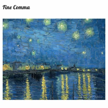 Žvaigždėtą Naktį Per Ronos Vincent van Gogh Rankomis dažyti Aliejaus Tapybai Reprodukcijai Replika Sienos Menas Drobė Tapybai Repro