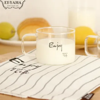 1 Vnt Kūrybos WordArt skaidrus Pusryčių kavos puodelis su rankena Stiklinės pieno, puodeliai, stalo ir virtuvės dekoratyviniai puodeliai vandens