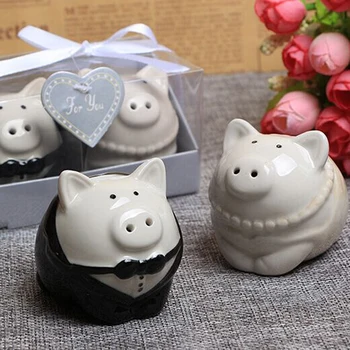 100sets/daug naujų vestuvių naudai keramikos kiaulienos druska ir pipirai shaker už vestuves dovanomis Svečias suvenyrai Nemokamas pristatymas