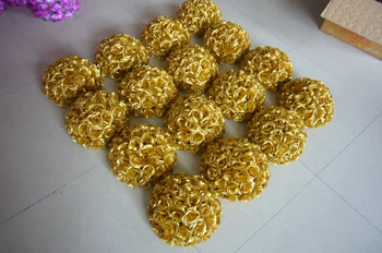 12pcs EMS Nemokamas pristatymas 30cm Aukso bučiavosi kamuolys dirbtinio šilko Bling rožių gėlių kamuolys vestuvių dekoravimas Vestuvių tiekimo