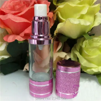 15ML 30ML 50ML Pink Airless Bottle Mist Spray Nozzle Lotion Pump Nozzle , Plastic Airless Bottle Cosmetics Packaging, 20 Pieces