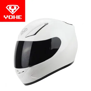 2017 Naujas YOHE visą veidą Motociklo Šalmas Motociklų Lenktynių Šalmai pagaminti iš ABS ir PC Objektyvas / skydelis Modelis YH-991 dydis M L XL XXL