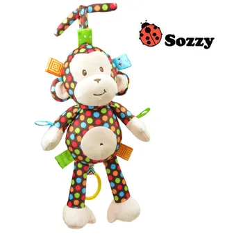 2017 Pliušinis Vaikų Žaislų Sozzy Kūdikio Barškutis Žaislai Monkey Traukti Bell Pliušiniai Žaislai Kūdikiams Nuraminti Lėlės Aukštos Kokybės Animacinių Filmų Kūdikio Žaislas