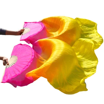 2018 Karšto pardavimo moterų šilko pilvo šokių gerbėjas vualiai ir šilko skaros parduoti 180*90 cm Rose+oranžinė+geltona