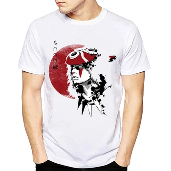 2018 Marškinėlius Mononoke Vilkų Kraujo ir Swordsman Marškinėliai Ghibli Japonų Anime Dizaino Kūrybos T-shirt Mados Naujovė Stiliaus Kietas Viršūnes