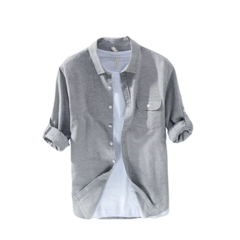 2018 Naujas ilgomis rankovėmis skalbiniai, marškiniai vyrams mados atsitiktinis medvilnės vyrų marškinėliai prekės ženklo drabužių, kurių kišenėje M-3XL camisa masculina