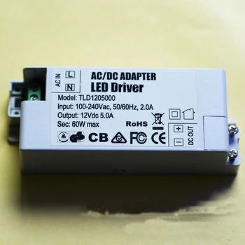 2vnt 60W LED Maitinimo šaltinis AC/DC Adapteris LED Driver 100V-240V Maitinimo Apšvietimo Transformatorius LED Lempos Juostelės ZF120A-1205000