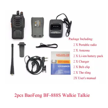 2vnt BaoFeng BF-888S dvipusis Kumpis Radijo, UHF 400-470 MHz, Nešiojami Delniniai,Nešiojami Radijo Siųstuvas Comunicador