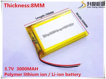3.7 V,3000mAH [805070] PLIB (polimeras ličio jonų / Li-ion baterijos ) Smart žiūrėti,GPS,mp3,mp4,mobilųjį telefoną,garsiakalbis