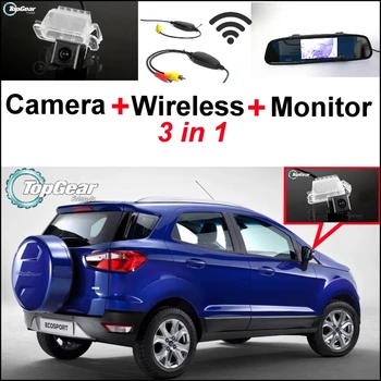 3 in1 Specialus Galinio vaizdo Kamera + Belaidis Imtuvas + Veidrodis Stebėti automobilio Statymo Sistema 