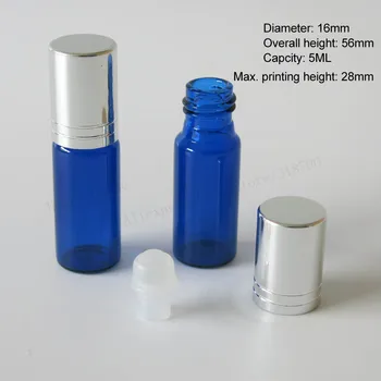 30pcs/daug 5ml Stiklo Mėlyna Roll Butelis, Mini Stiklo Roller Ball Buteliai Su Aliuminio dangteliu, Maža Kosmetikos eterinio Aliejaus Butelis