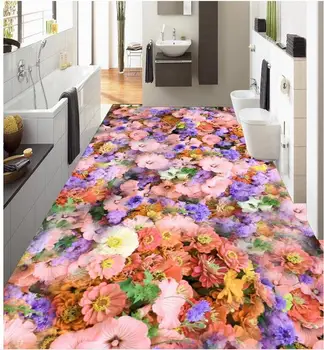 3d grindų dažymas Foto tapetai, grindų 3d stereoskopinis gėlės gražus 3D grindis, PVC grindų vandeniui
