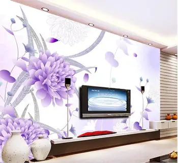 3d tapetai užsakymą freskos neaustinių 3d kambario tapetai 3 d Rankomis dažyti violetinė gėlė lange freskomis photo 3d sienos freskos tapetai
