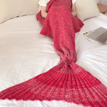 4 Sizes Handmade Yarn Knitted Mermaid Tail Blanket Adult Crochet Mermaid Blanket For Children Baby Throw Bed Wrap Sleeping Bag