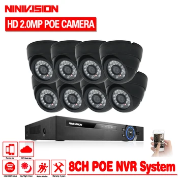 48V 8CH POE NVR Sistema 2MP, NVR Su 8pcs 2.0 MP Onvif POE IP apsaugos Kameros 8CH Vaizdo Stebėjimo sistemos HDMI 1080P ekranas