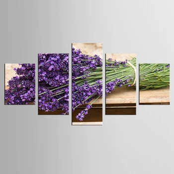 5 pieces/set Beautiful purple lavender flower field canvas printings oil painting printed on canvas home wall art decoration
