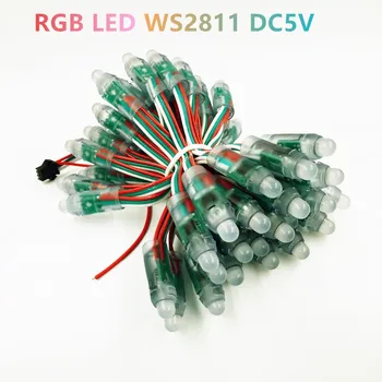 500 vnt./daug WS2811 led Pikselių Moduliai DC 5V 12mm IP67 RGB įvestis, Skaitmeninis Full LED Šviesos Pikselių