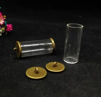 500pcs 28*12mm atidaryti stiklainį vamzdžių stiklo pasaulyje du klasikiniai mygtuką dėklas stiklo vaza, butelis padengti 