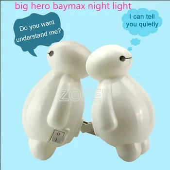50pcs Energijos Taupymo 0,1 w BayMax Jutiklis LED Nakties Šviesos Miegamasis Mielas Lempa Namų Puošybai ES/JAV kištukas su lizdu mažo vartojimo