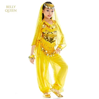 6PCS/SET Pilvo Šokio Kostiumai Indijos Suknelė Vaikams, Vaikams Garsiausių Kostiumai Bollywood Dance Mergaitės Dovana, S-XXL Pilvo Šokiai