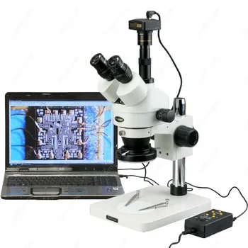 AmScope Reikmenys--Zoom Stereo Microscope3.5X-90X Zoom Stereo Mikroskopas w, 4-Zona, 144-LED Light +1.3 MP Skaitmeninė USB Kamera