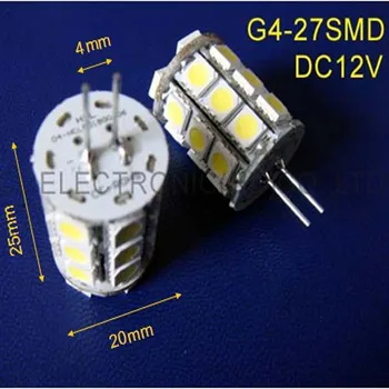 Aukštos kokybės 5050 3 žetonų 27SMD 12Vdc G4, led lemputes, nemokamas pristatymas 100vnt/daug